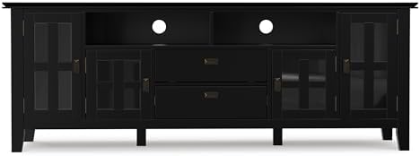 SIMPLIHOME Artisan 72" Wide Solid Wood TV Stand in Black - Image 6