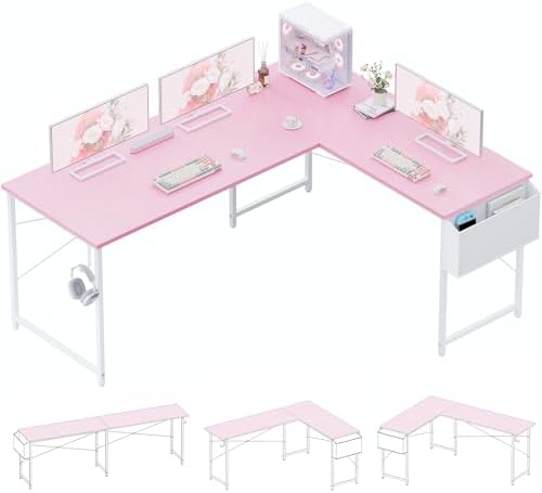 Pamray 64.5 Inch Reversible L Shaped Gaming Desk Large Corner Computer Desk - Image 3