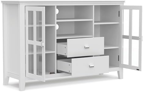SIMPLIHOME Artisan 53" Wide Solid Wood TV Stand in White - Image 3