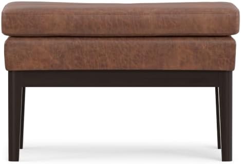 SIMPLIHOME Carlson 27" Wide Woven Fabric Rectangle Ottoman in Saddle Brown - Image 5