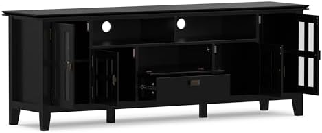 SIMPLIHOME Artisan 72" Wide Solid Wood TV Stand in Black - Image 4