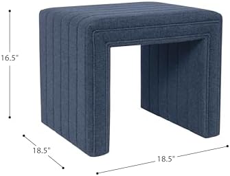 HomePop 19" Modern Channel Tufted Ottoman - Image 3