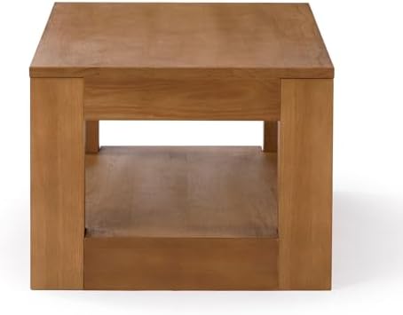Plank+Beam Modern Coffee Table, Rectangular, 48 Inch, Pecan Wirebrush - Image 3