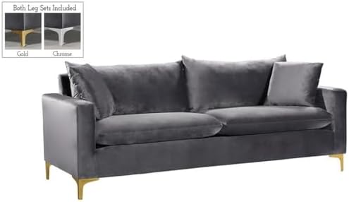 Meridian Furniture Naomi Collection Modern | Contemporary Grey Velvet by Unknown