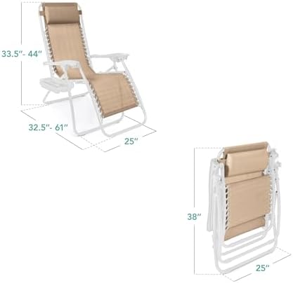 Best Choice Products Zero Gravity Chair Recliner, Sand/White - Image 3