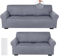 Peryiter 2 Pcs Couch and Loveseat Sofa Covers, Light Gray, Milk Silk by Peryiter