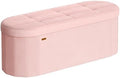 SONGMICS Folding Ottoman with Storage, Oval Bench, Velvet Fabric by SONGMICSbySONGMICSHOME