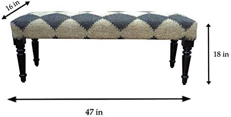 LR Home Tan/Black Upholstered Bench - Image 3