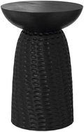 SIMPLIHOME Boyd 16" Wide Solid Wood Round End Table in Black by SimpliHome