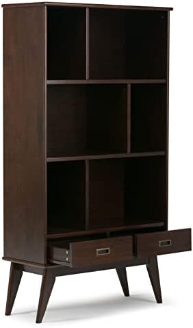 SIMPLIHOME Draper 35" Bookcase and Storage in Auburn Brown - Image 4