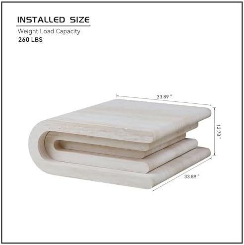 JUSTONE 33.9" Faux Travertine Coffee Table, No Assembly - Image 2