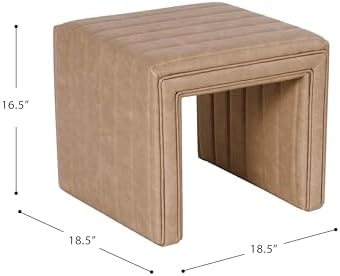 HomePop 19" Modern Channel Tufted Ottoman - Image 3