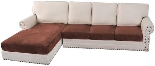 H.VERSAILTEX Velvet Stretch Sectional Couch Covers 4 Pieces Sofa Seat Cushion by HVERSAILTEX