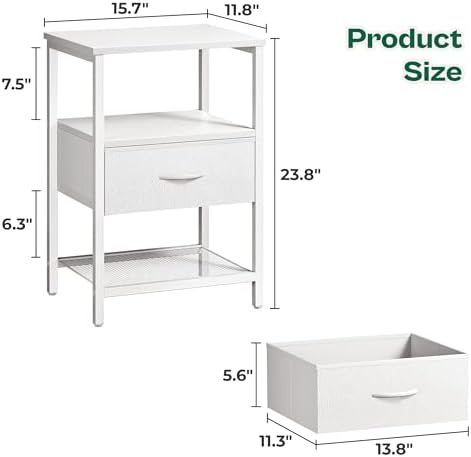 Huuger Nightstand Set of 2, Night Stand - Image 7