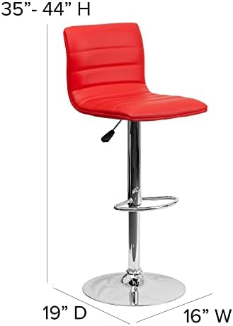 Flash Furniture Vincent 2 Pack Modern Red Vinyl Adjustable Bar Stool - Image 3