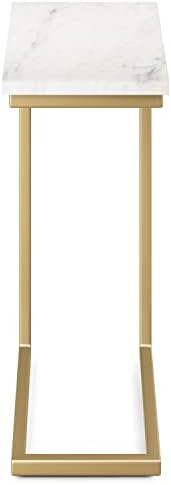 SIMPLIHOME Skyler 18" Wide C-Side Table in Gold/White Marble - Image 4