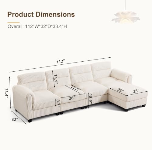 HAOMARKETS 115” Modular Sectional L Shaped Sofa - Image 2