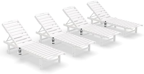 SERWALL HDPE Outdoor Chaise Lounge Set of 4 - Image 3