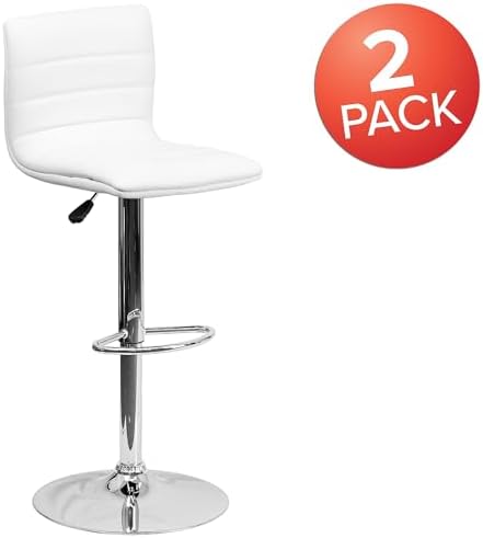 Flash Furniture Vincent 2 Pack Modern White Vinyl Adjustable Bar Stool - Image 4