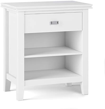 SIMPLIHOME Artisan 24" Wide Solid Wood Bedside Table in White by SimpliHome