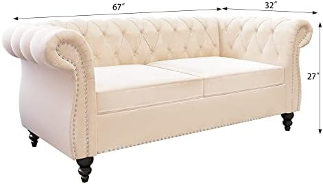 ORRD Chesterfield Loveseat, Modern Velvet Sofa Tufted Couch 2 Seater - Image 2