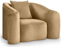 BOWERY HILL Contemporary Velvet Accent Chair, Ultra Luxe Camel 460 GSM Velvet by BOWERYHILL