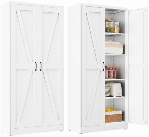 PAOFIN 71" White Metal Storage Pantry Cabinet by PAOFIN