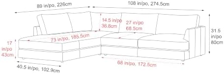 Valencia Serena 108" Full Leather Sofa Sectional Couch, Left Bumper - Image 3