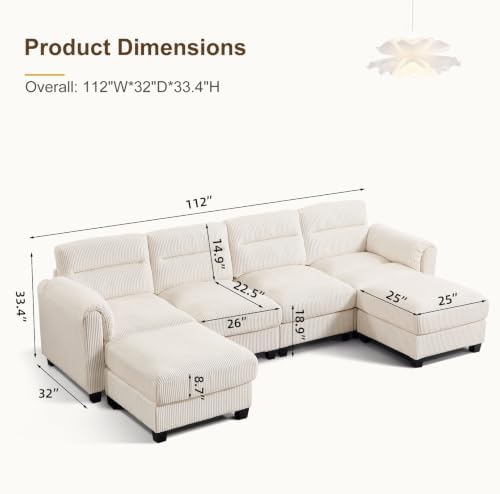 HAOMARKETS 115” Modular Sectional U Shaped Sofa - Image 2