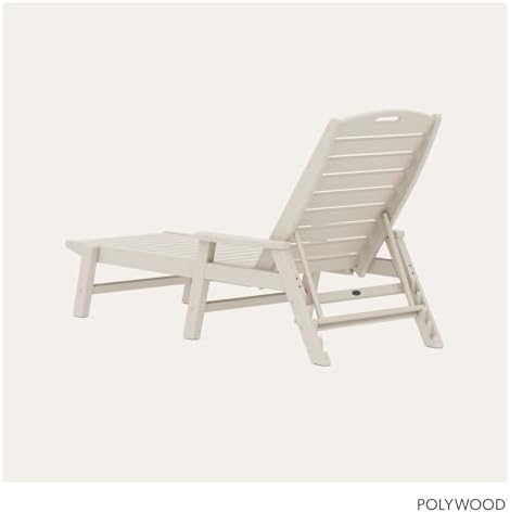 POLYWOOD Nautical Folding Chaise Lounge Chair, Adjustable Reclining, HDPE - Image 4