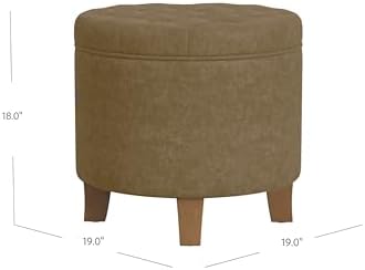 HomePop 19" Velvet Button Tufted Round Storage Ottoman - Image 3