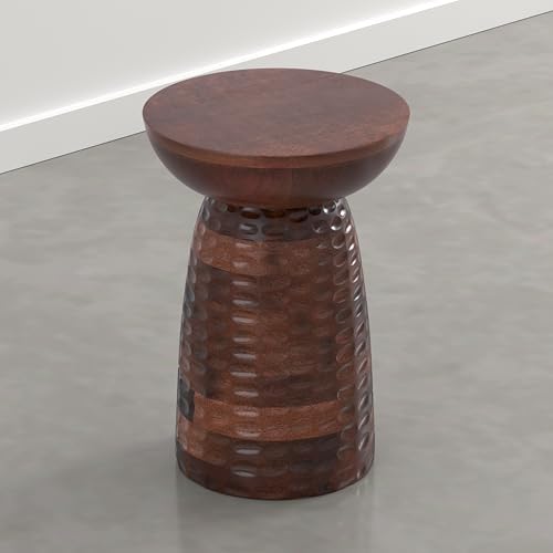 SIMPLIHOME Boyd 13" Wide Mango Wood Round Table in Warm Auburn Brown - Image 5