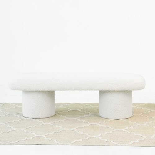 GDFStudio 56" Beautiful Boucle Dining Room Bench, Upholstered End of Bed Bench - Image 4