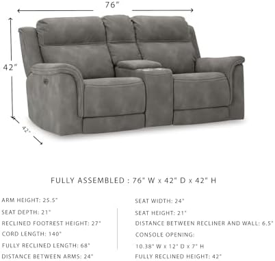 Signature Design by Ashley Power Reclining Loveseat Sofa - Image 3