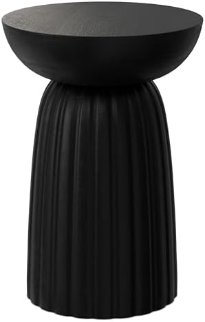 SIMPLIHOME Boyd 13" Wide Solid Wood Round End Table in Black by SimpliHome