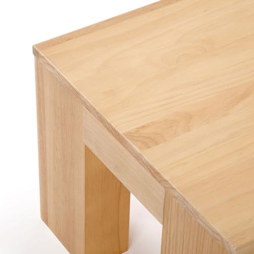 Plank+Beam Modern Coffee Table, 40 Inch, Rectangular, Blonde Wirebrush - Image 5