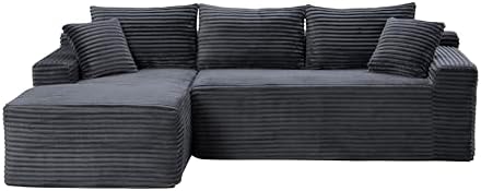 95" L-Shaped Cloud Sectional Couch, Left Facing Modular Compressed Boneless - Image 4