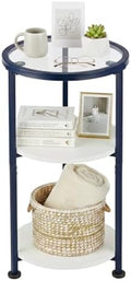 3-Tier Round Side Table with Tempered Glass Top by Zexvida