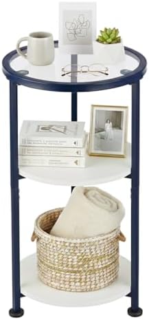 3-Tier Round Side Table with Tempered Glass Top by Zexvida