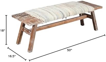 LR Home Brown/Multicolor Handmade Upholstered Bench - Image 2