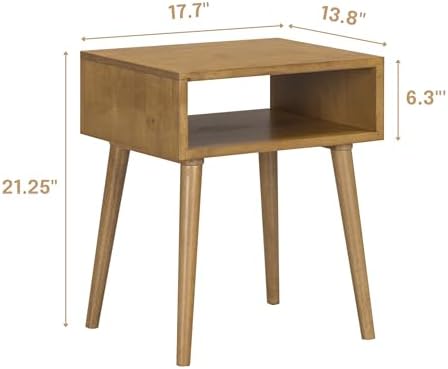 NTC Zoe Solid Wood Nightstand, Mid Century Modern Side Table Bedroom, Bedside - Image 2