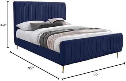 Meridian Furniture Zara Collection Modern | Contemporary Velvet Upholstered Bed - Image 3