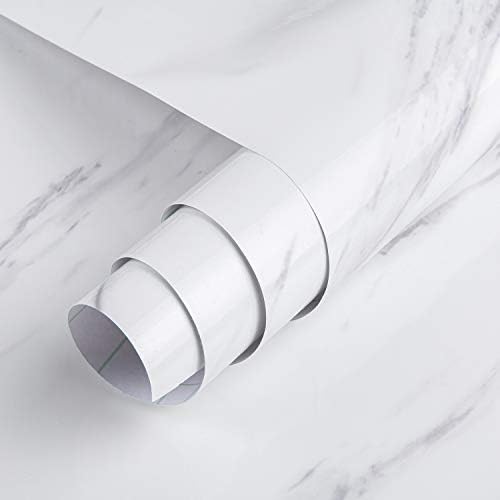 48x78inch Extra Wide Grey White Marble Wallpaper Peel Stick Glossy Thick by TOTIO