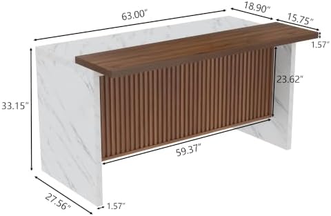Gyfimoie 63" Large Imitation Marble Bar Table, Island Table - Image 2