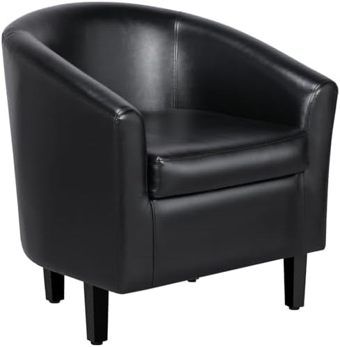 Yaheetech Accent Chairs, Faux Leather Barrel Armchairs by Yaheetech