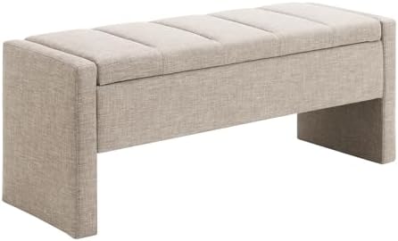 JEEOHEY Storage Ottoman Bench, Linen Tufted Large Shoe Entryway Benches - Image 6