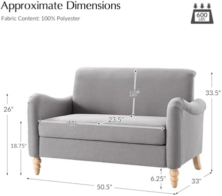 50.5 Inch Mid-century Modern Upholstered Loveseat Sofa - Image 2