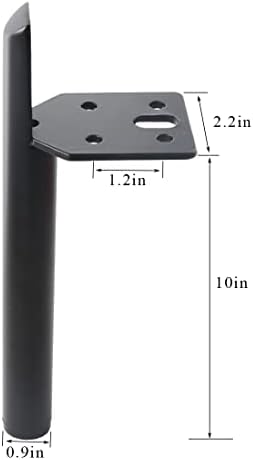 10 Inch Furniture Legs Side Mounted Coffee Table Feet Black - Image 2