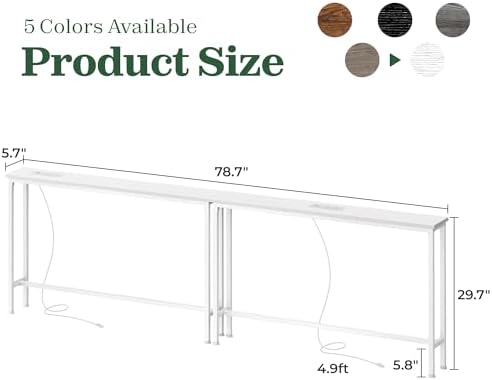 SUPERJARE 78.8 inch Narrow Behind Couch Table - Image 3