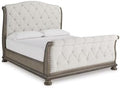 Signature Design by Ashley Upholstered Sleigh Bed Frame, Light Brown by Unknown